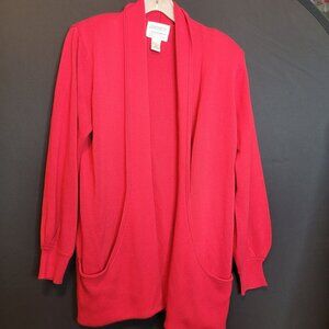 Vintage Cardigan Red Side Effects No Closure Womens Large Nice Drape Pockets